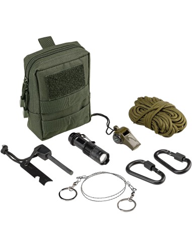 Marsupio con kit di sopravvivenza verde