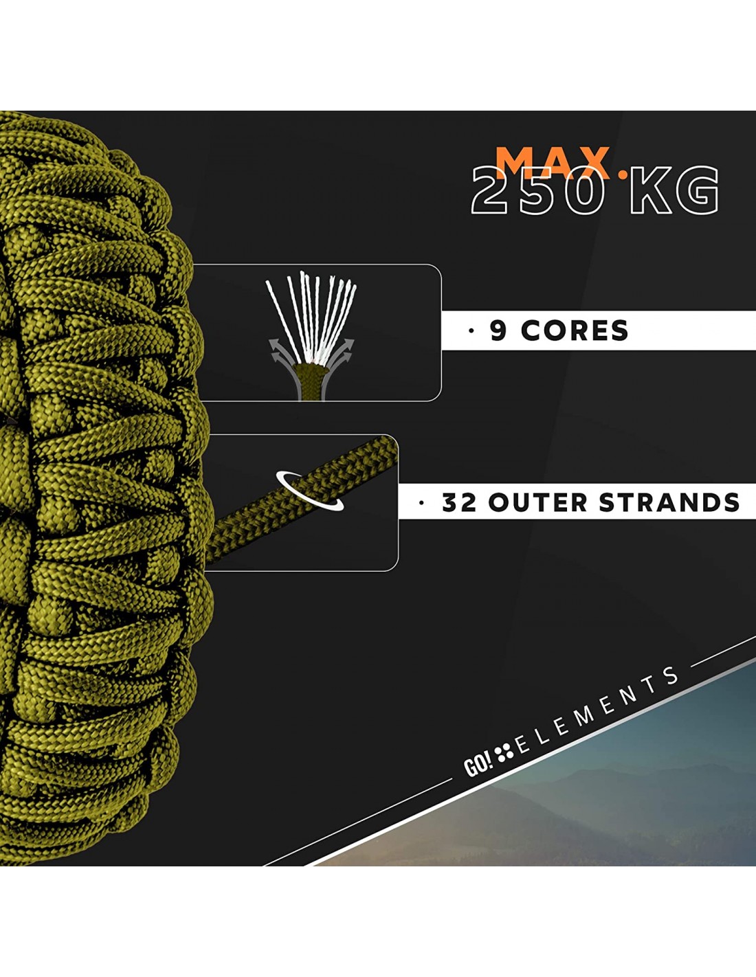 Corda Paracord uso militare in nylon 4 mm 10 mt verde